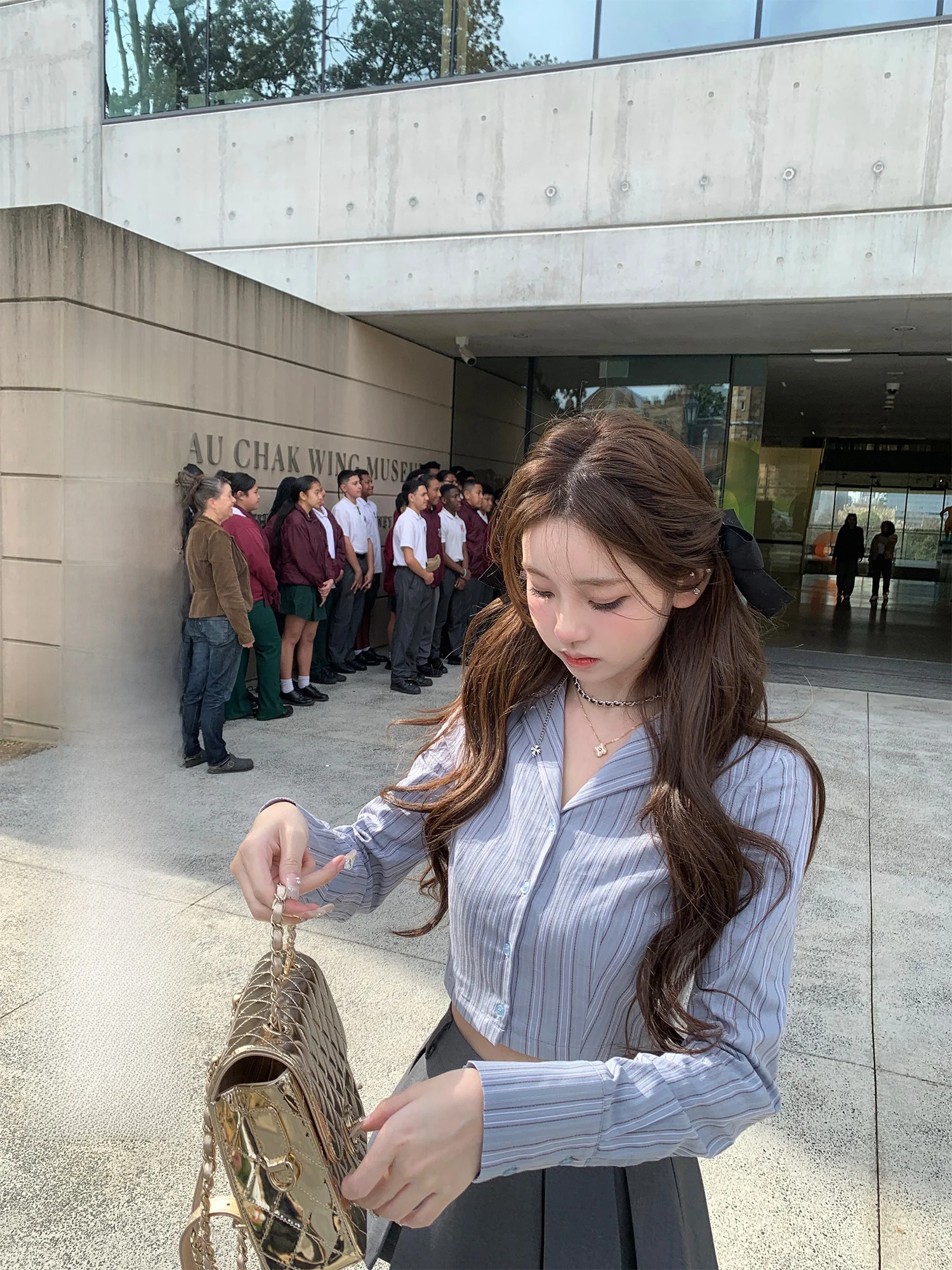 

Lanlan's Wardrobe Vintage Sle Long Sve Tee-Color Flat Collar Little irt Spring Autumn Faion College Sle Women's ...