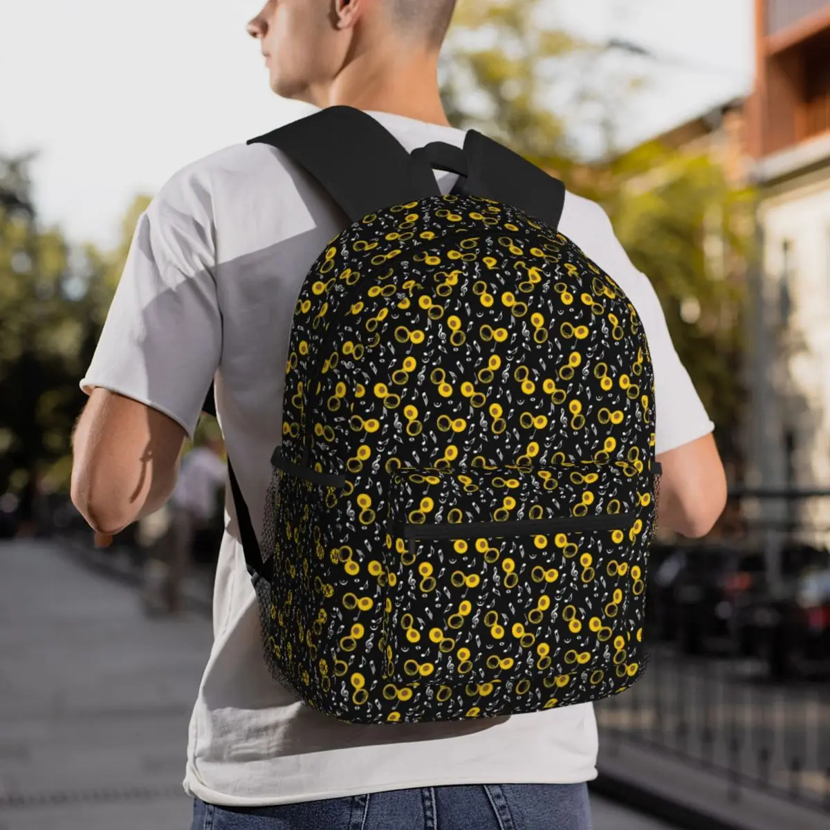 

Tuba White Music Note Student Backpack School Bag Hiking Travel Daypack for Men Women Fashion Bookbag Shoulder Bags