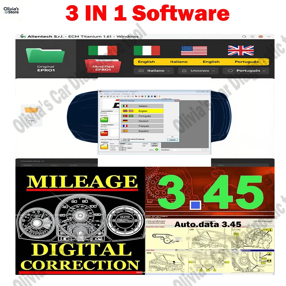 

Hot DASH MILLEAGE CORRECTION+AIRBAG CRASH CLEAR+IMMO OFF+IMMO SOFTWARES + ECM TITANIUM 1.61 + Autodata 3.45 Wiring Diagrams data