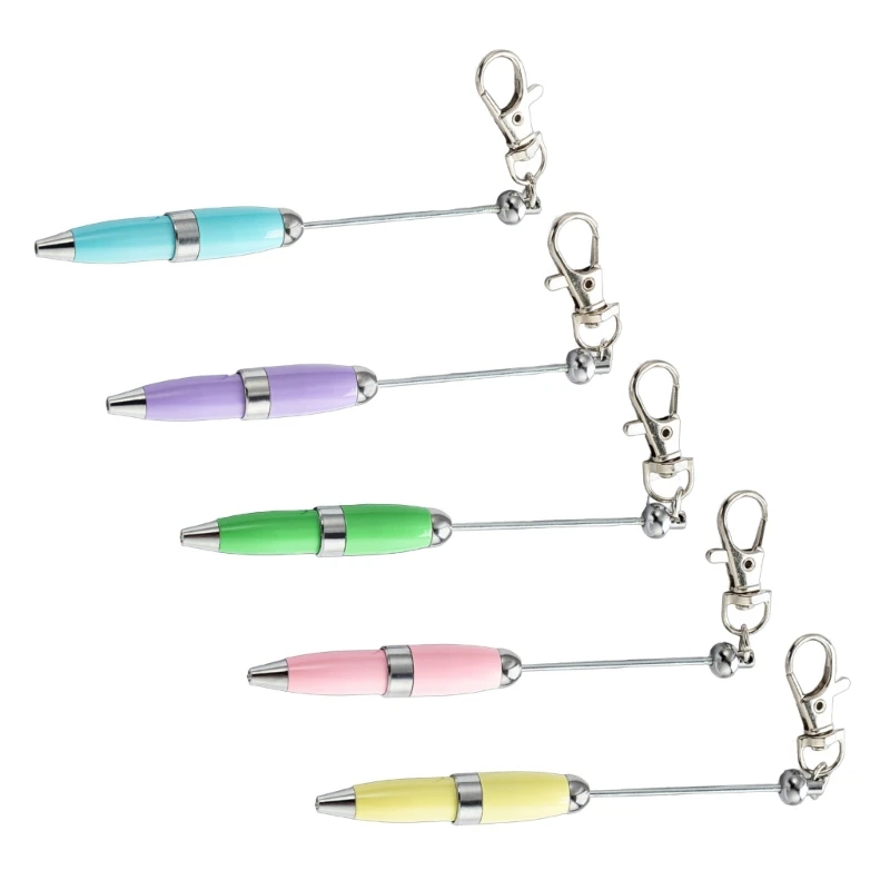 5 шт. шариковая ручка, гладкая ручка для письма, шариковая ручка с бусинами и брелком, 1,0 мм, ручка для подписи, офисные Прямая