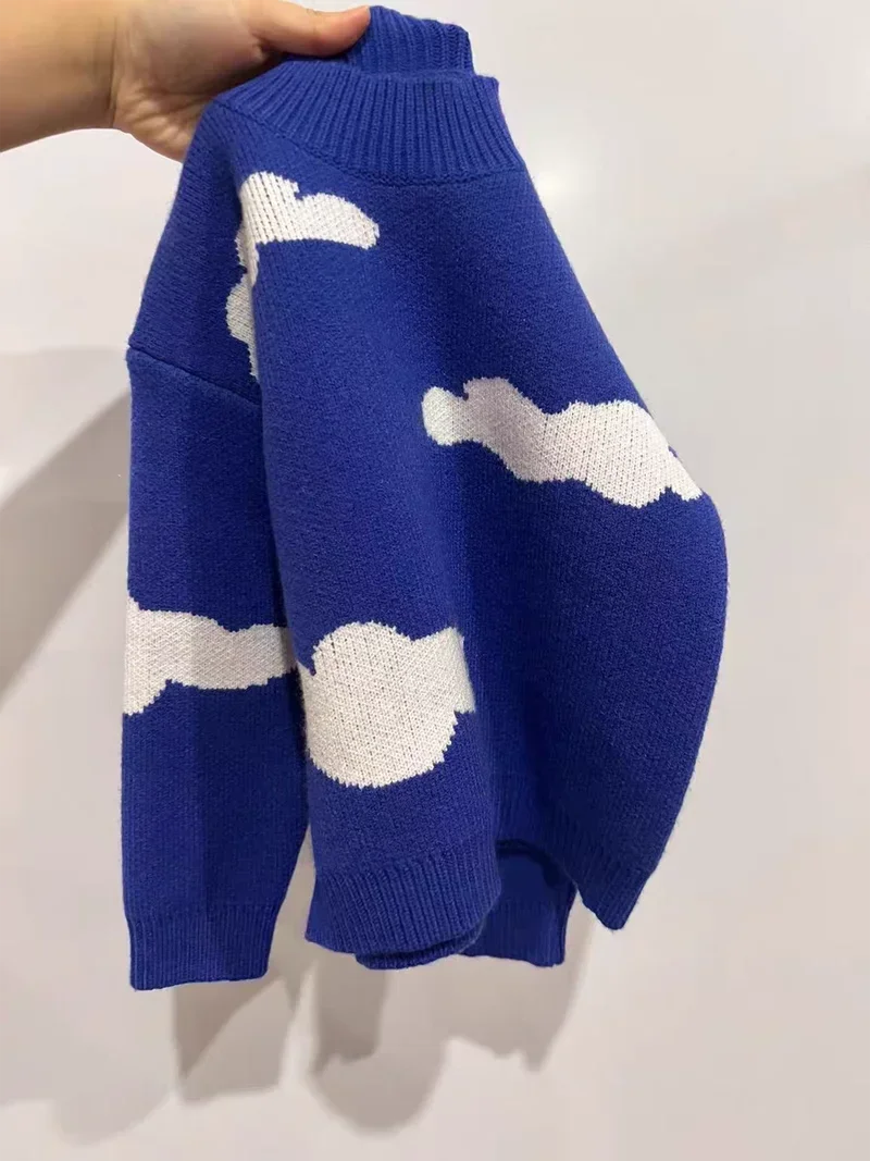 

2023 Spring Baby Boys Girls Knitted Cloud Pullover Jumper Korean Autumn Sweaters Skyblue Button Cardigans Clothes(90-150cm)