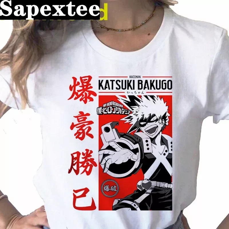 

Женская футболка с японским аниме принтом Katsuki Bakugo, Повседневная Базовая белая рубашка с круглым вырезом, женская футболка с коротким рукавом, Прямая поставка