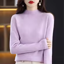 Cozy Long Sleeve Crop Top Solid Half Mock Neck Soft Knitwear - Lavender