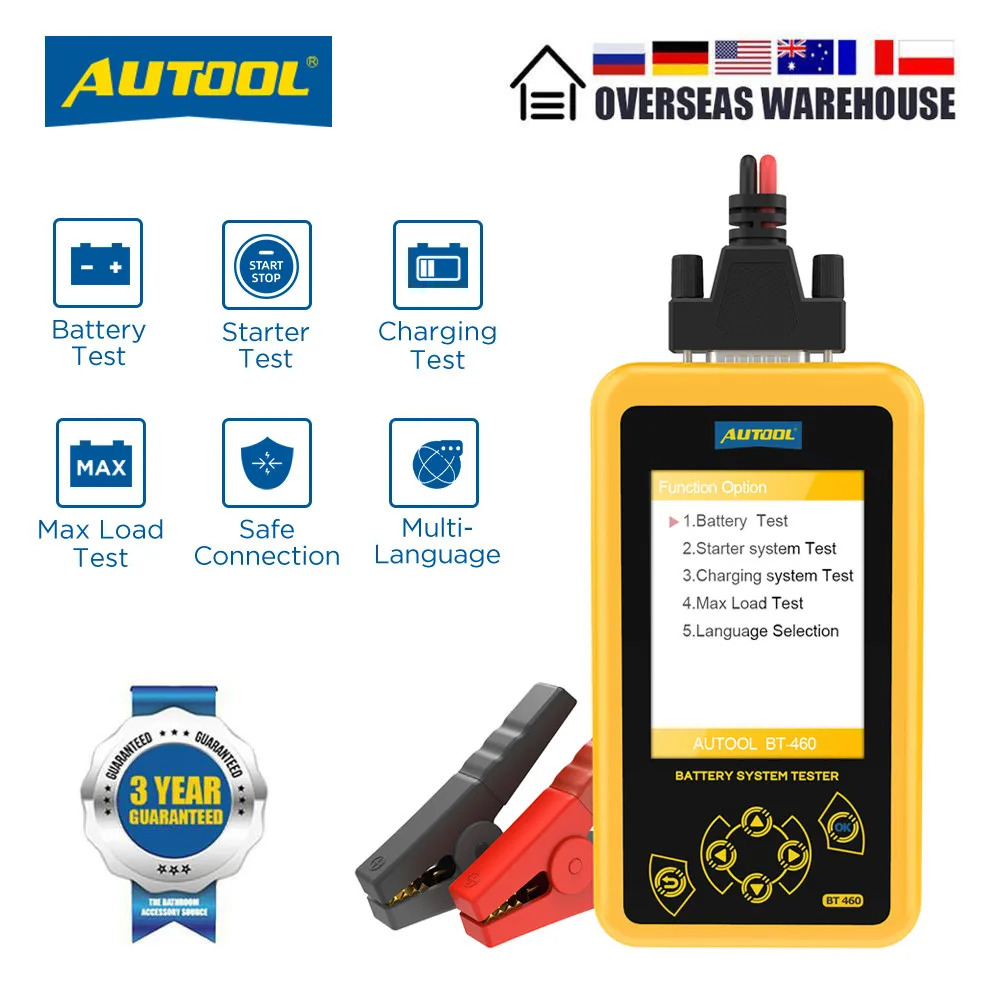 AUTOOL BT460 Car Battery Tester 12V 24V Automotive Battery Analyzer Meter Starting Charging Start System Battery Tester Machine