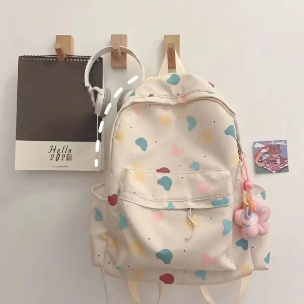 Mochila de hombro con estampado de dibujos animados, mochila ligera de gran capacidad para ordenador portátil de viaje, bolso escolar para estudiantes de poliéster resistente al desgaste