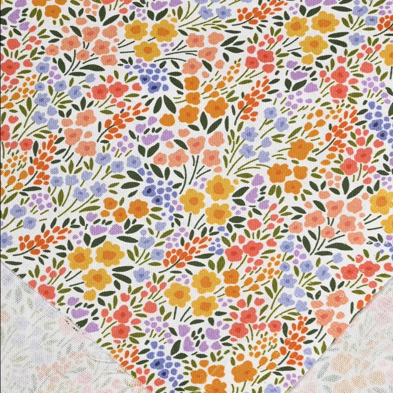 Plain Cotton Fabric with Cute Garden Little Flower Print, Handmade DIY Patchwork, Bag Garment Dress Cloth, CR-1608