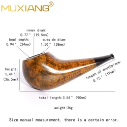 MUXIANG Briar Tobacco Pipe Handmade Pipe Small Warm Nose Pipe 3mm Pipe Channel Father's Christmas Gift Bowl Diameter 19.5mm