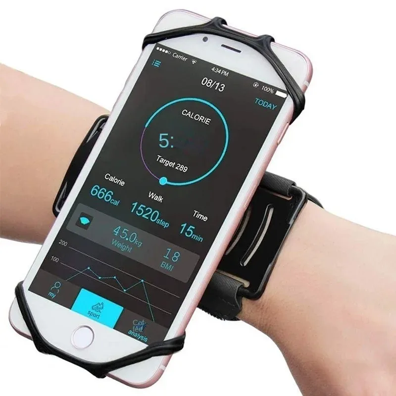 Funda de brazo para correr con teléfono, desmontable y giratoria, banda para brazo giratoria, bolsa de muñeca para deportes al aire libre, ciclismo, estable y conveniente 2