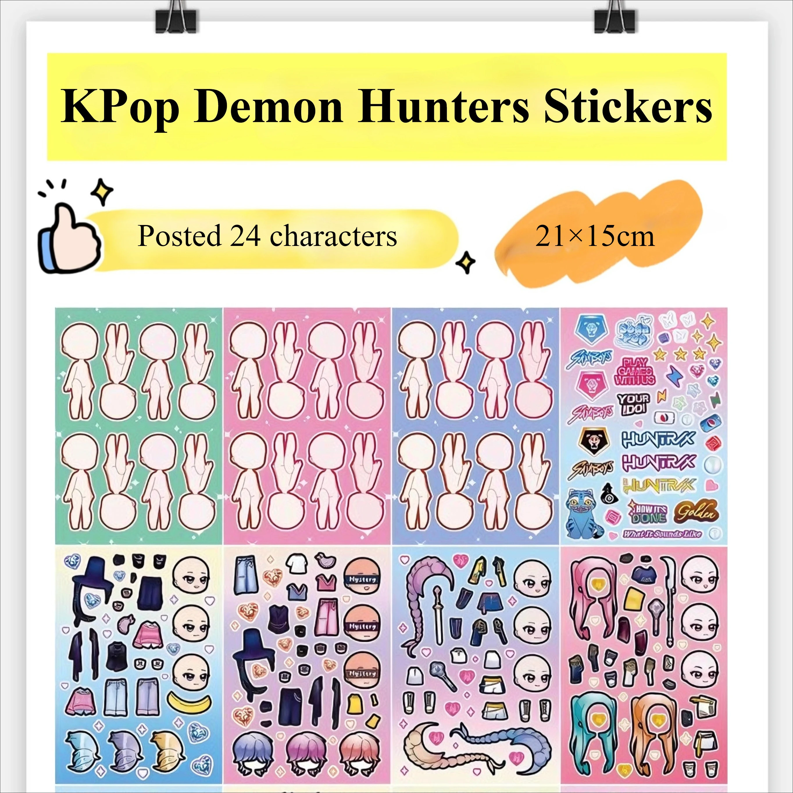 

Anime Kpop Demon Hunter Stickers Peripheral Dress-up Stickers for Children's Handmade Creative DIY Scrapbooking Cute Kids Toys