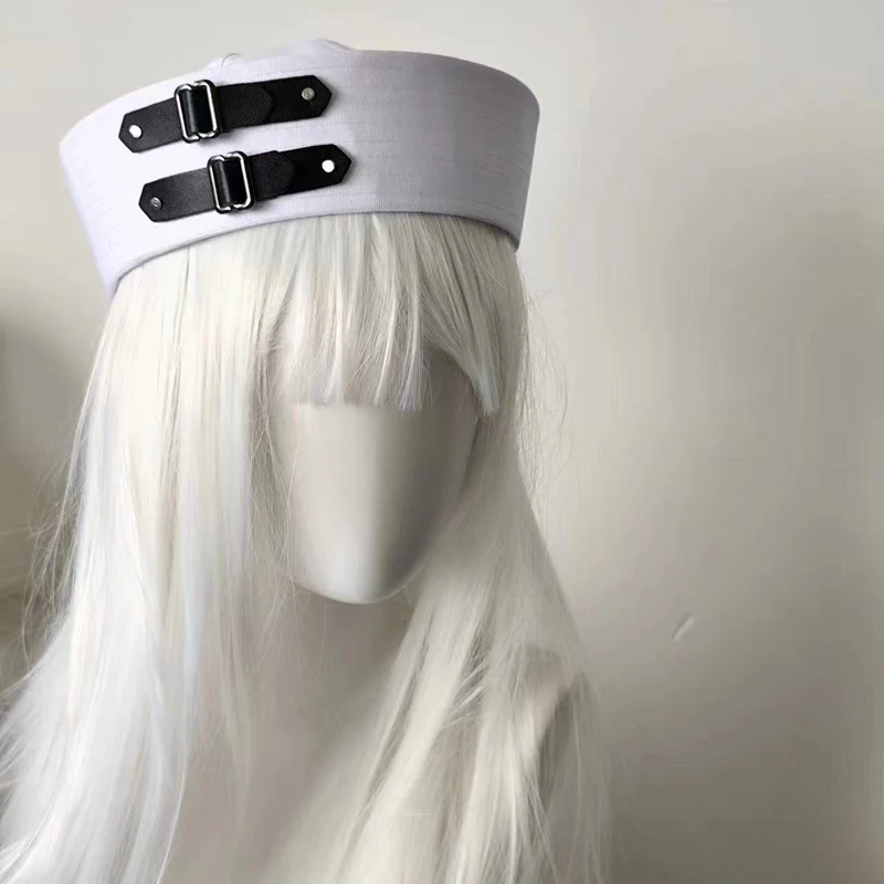 Festival Black Leather Buckle Sailor Hat Pu Chain Sweet Captain Hat Versatile Y2K Vintage Beret Seaside Photos Harajuku Fashion