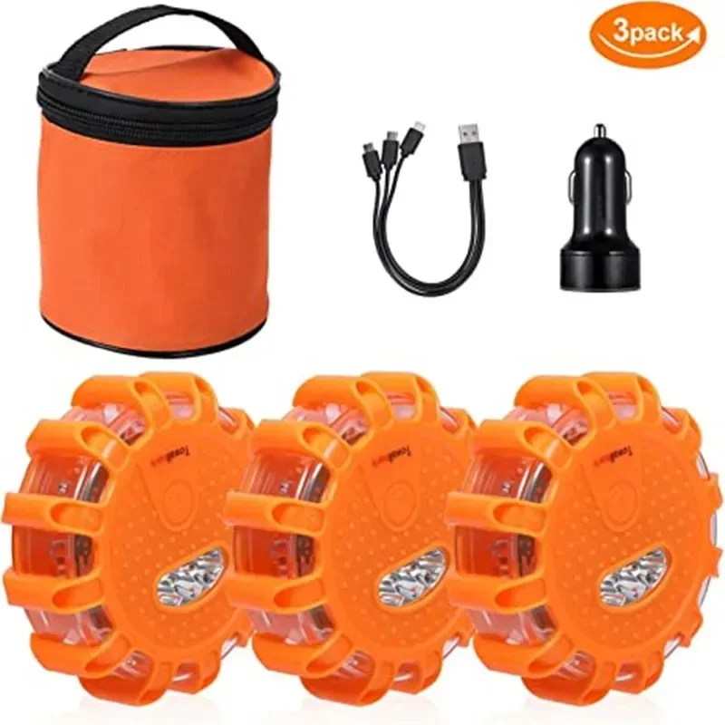 

USB Rechargeable Warning Light LED Road Flares Emergency Lights Roadside Safety Beacon Disc Flashing Magnetic Beacon