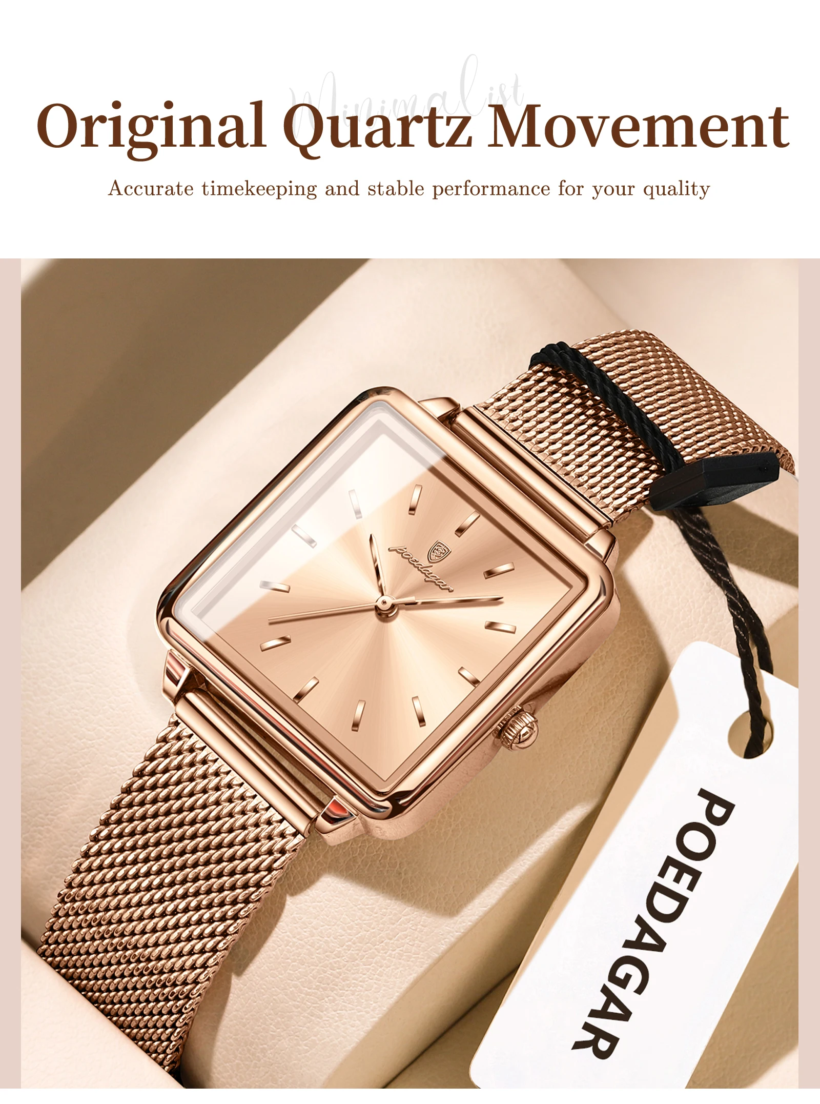 POEDAGAR Platz Mode Damen Uhr Wasserdichte Edelstahl Mesh Uhr Für Frau Elegante frauen Quarz Uhren Weibliche Reloj – Detail 11