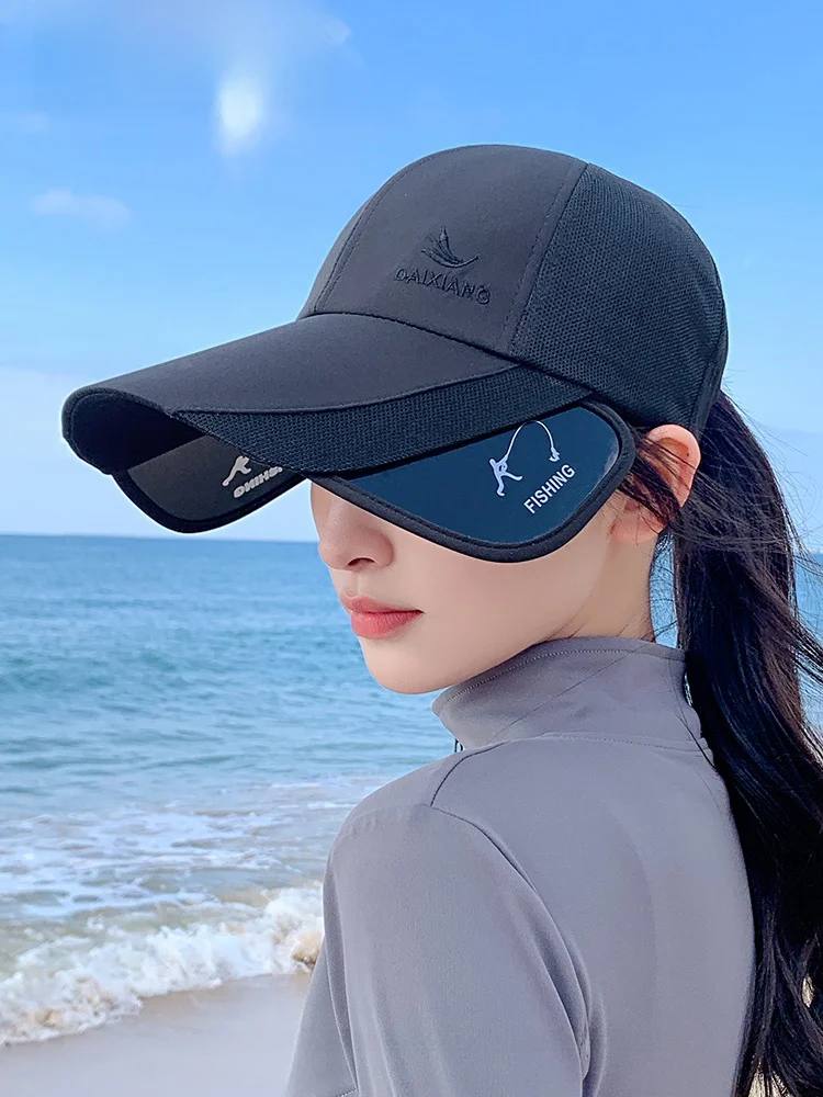 Outdoor Fishing Baseball Cap Sunshade Hat Unisex Extended Brim Casual Mesh Net Eye Protection Hat for Men And Women