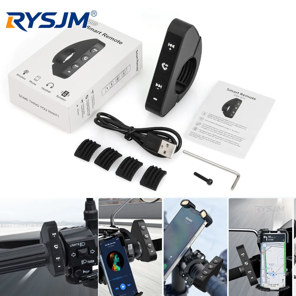 Motorcycle Wireless Bluetooth-compatible Handlebar Remote Control Button for Helmet Headset Bike Handlebar Media Controller ﻿