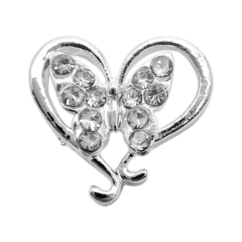 10 Uds. De dijes para uñas de mariposa y corazón hueco 3D, elegantes detalles alados de aleación y diamantes de imitación para manicura romántica