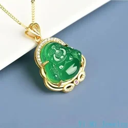 Natural Buddha Pendant Necklace for Women Jewelry Zircon Crystal Buddha Necklaces Punk Couple Pendants Jewelry Jade Necklace