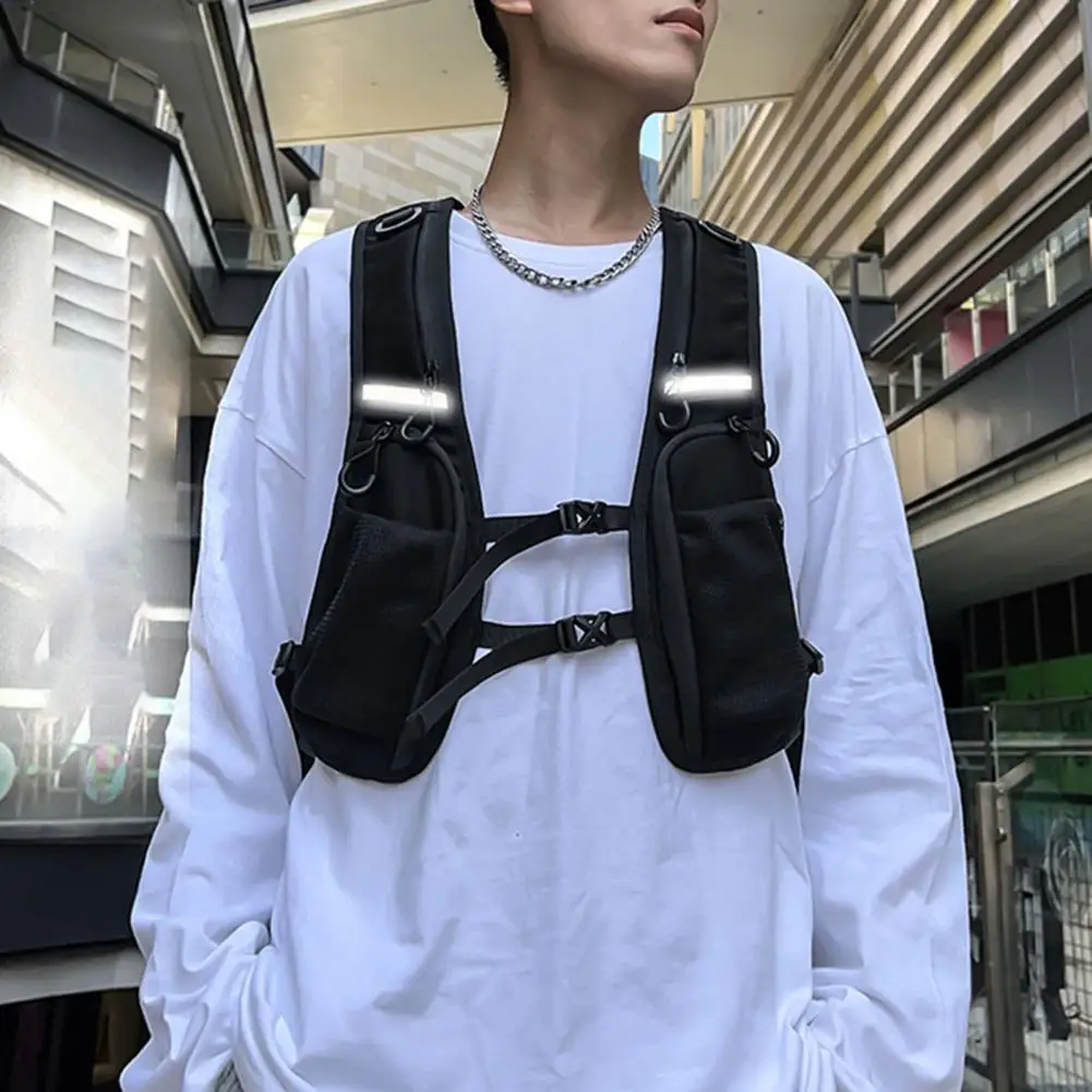 Trendy Brand Chest Bag Men's Chest Bag Multi-pocket Waterproof Outdoor Travel Pack Adjustable Running Hydration Vest Lightweight