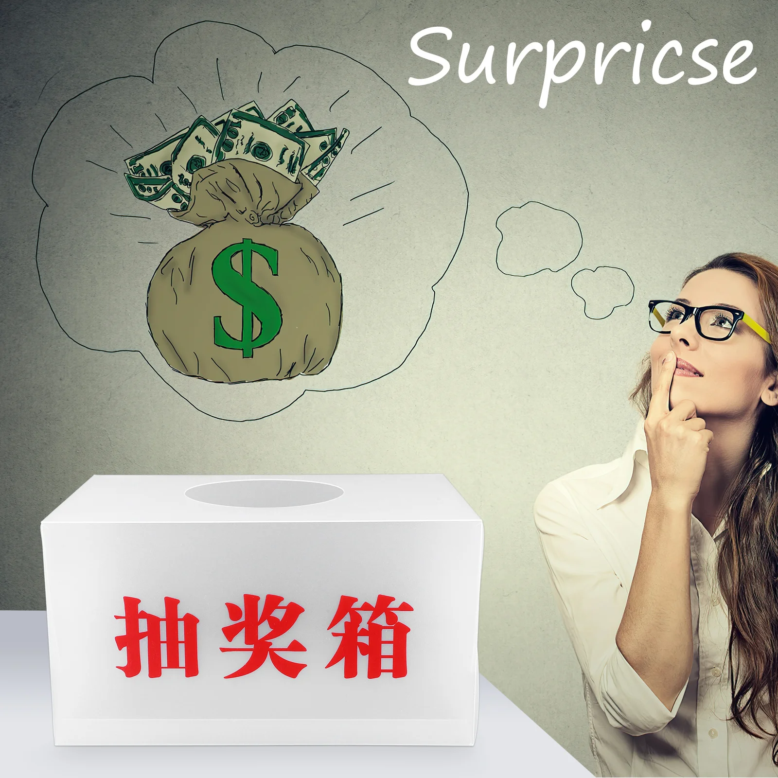 

Lottery Box Multi-Functional PP Material Ticket Ballot Container for Raffle Contest Tips Collection Business Wedding Party