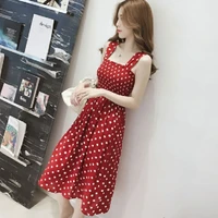 Women Summer Sleeveless Dot Dress Sexy Backless A-Line Spaghetti Strap Beach Style Dresses Camisole Off-Shoulder Folds Vestidos - Image 3