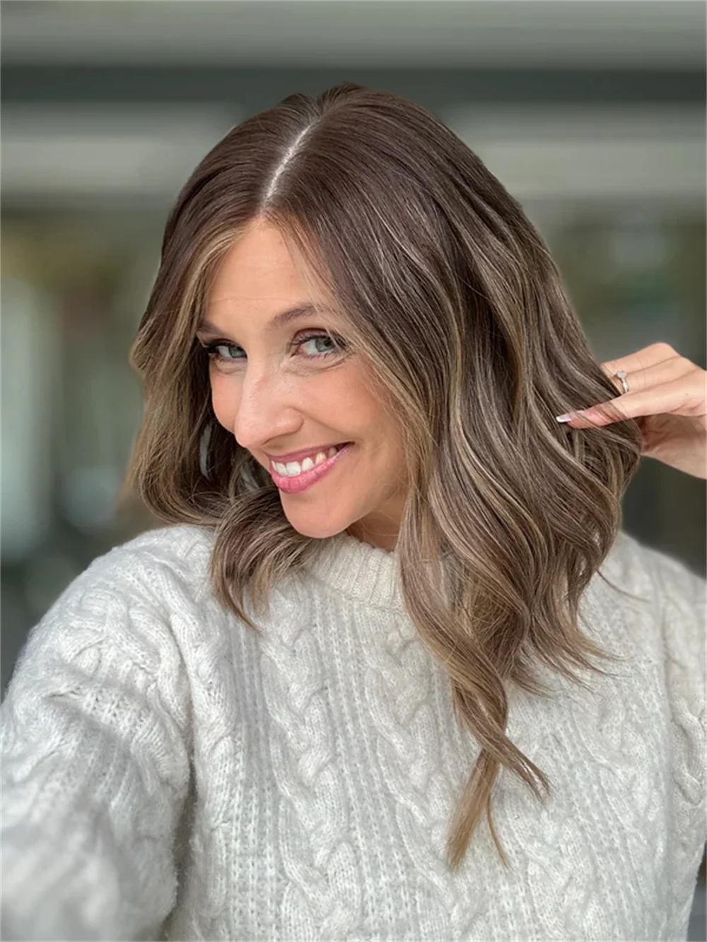 المرأة موجة قصيرة شقراء الباروكات تأثيري استخدام سمراء يسلط الضوء على الاصطناعية الدانتيل شعر مستعار أمامي مزيج الشعر البشري غلويليس شعر مستعار واقعية