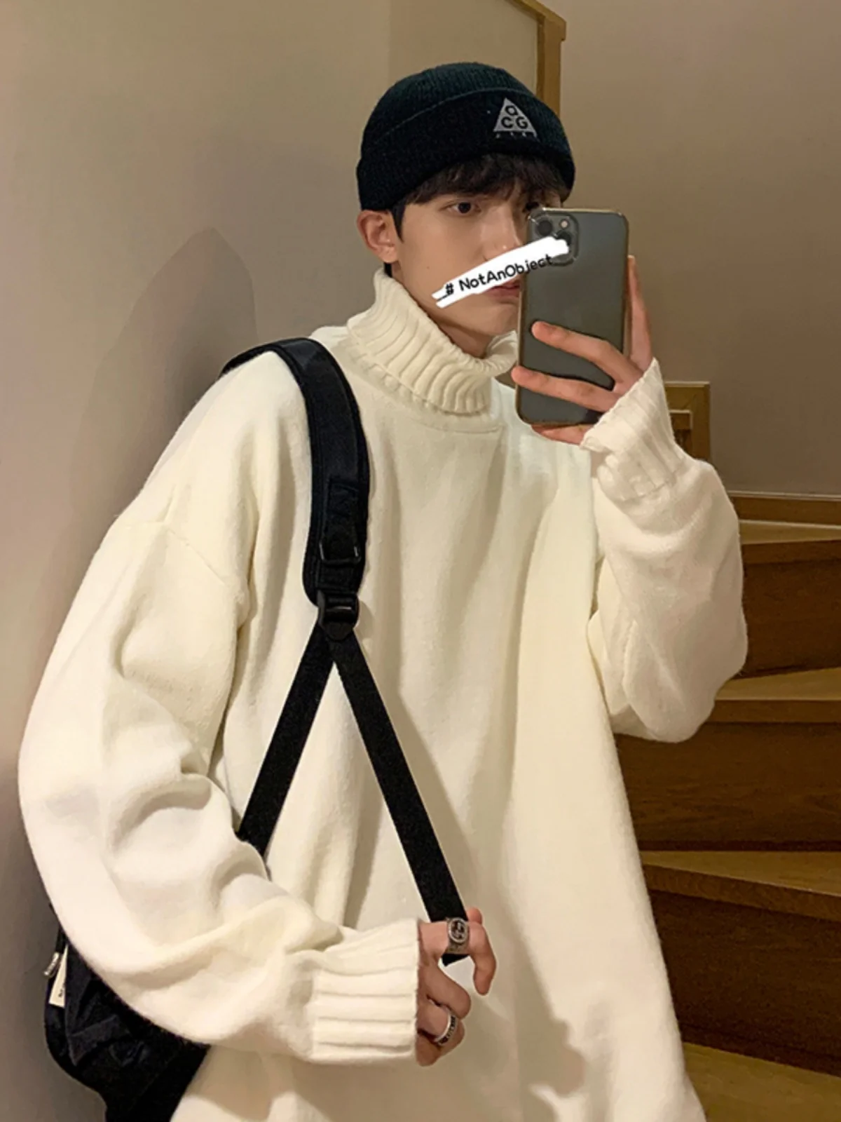 

Зимний утепленный мужской свитер с высоким воротником, повседневный, свободного кроя, из чистой шерсти, вязаный, молодежный, с длинными рукавами, цветной