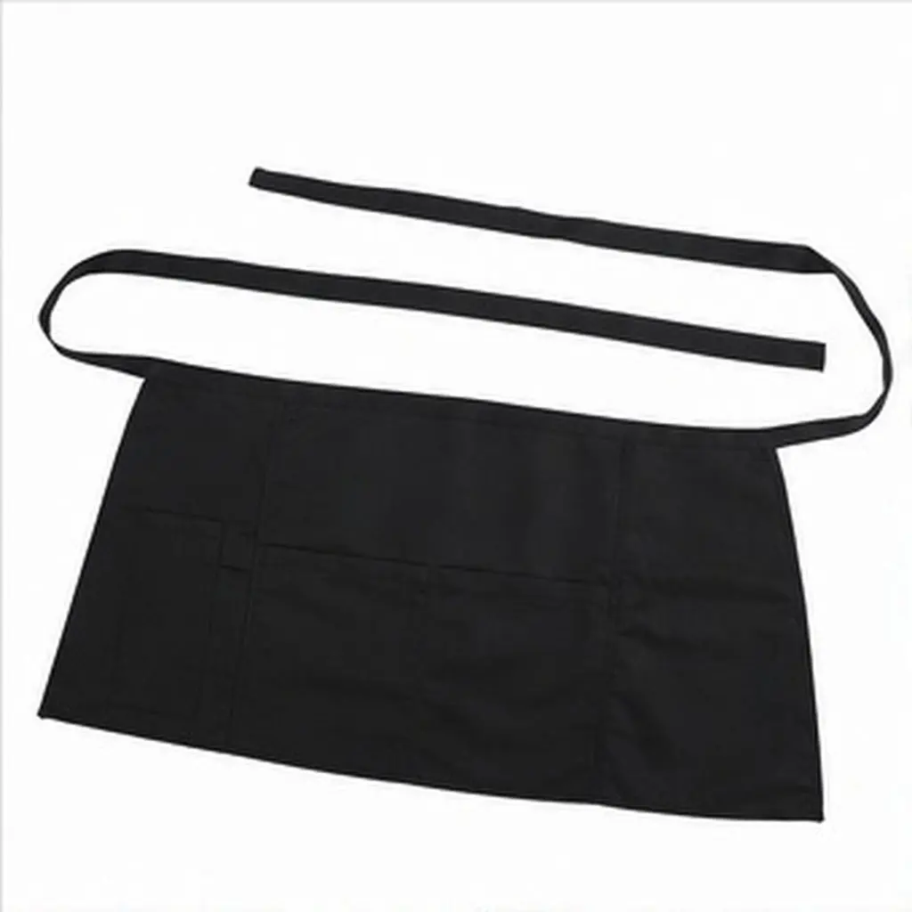 Women Short Apron Polyester Waist Kitchen Bib Apron Featuring Spacious Pocket for Seasoning Thermometer Recipes Grill Slips