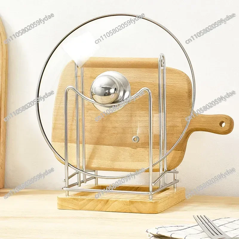 Stainless Steel Lid Cutting Board Rack Household Countertop Cutting Board Drain Rack Multi-functional Kitchen Storage Rack