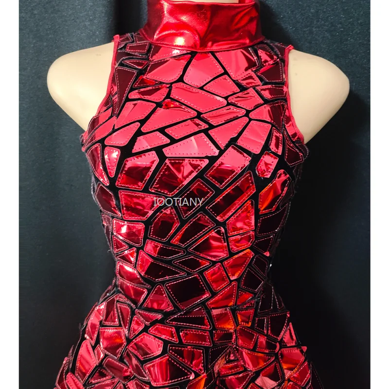 Silver Mirror Nightclub Dress Women Evening Birthday Outfit Sleeveless Shiny Laser PU Bar Dj Gogo Dancer Singer Stage Costumes - Image 5