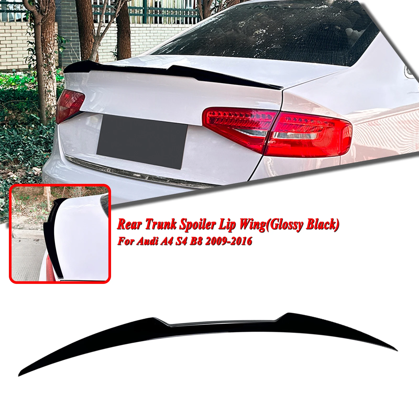 

Задний спойлер багажника автомобиля, хвостовое крыло для Audi A4 S4 B8 2009 2010 2011 2012 2013 2014 2015 2016