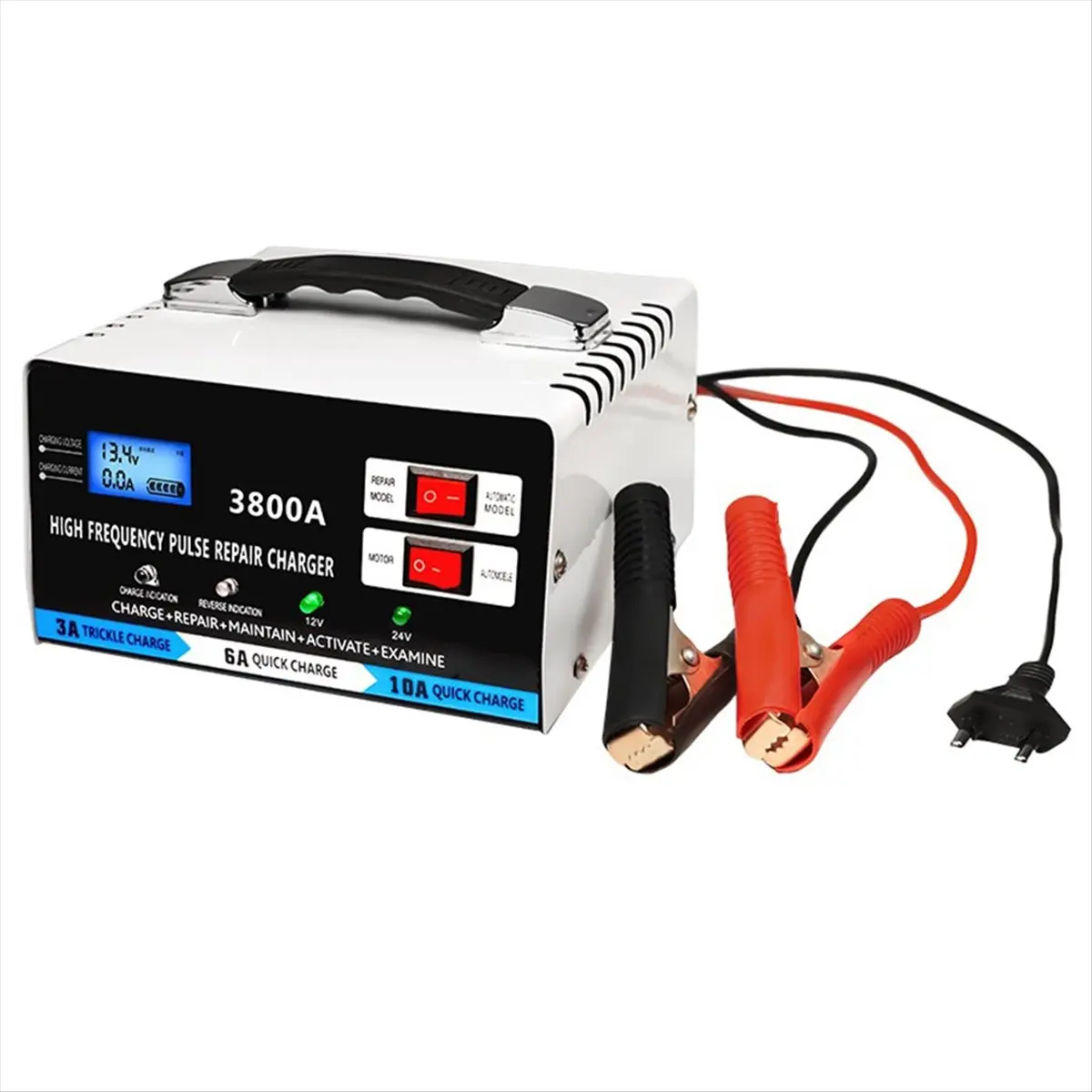 HGHO High Power Full Automatic Car Battery Charger for Lead Acid Battery Fast Charger Repair Battery Charger 12V 24V EU Plug