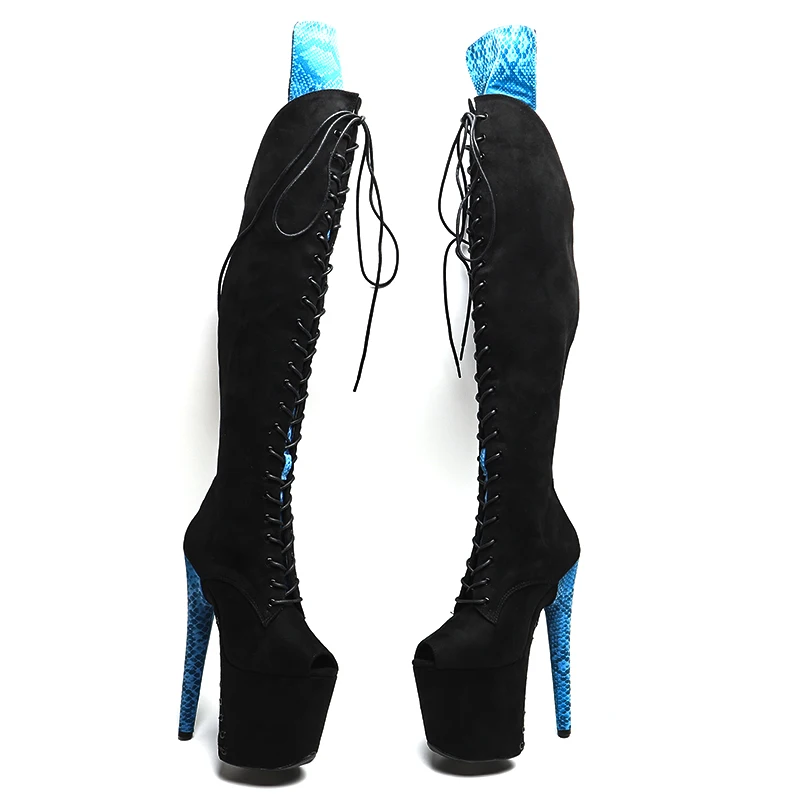 Leecabe  20CM/8inches Suede Upper  with Snake   young trend fashion  High Heel   platform stripper heel Pole Dance boot