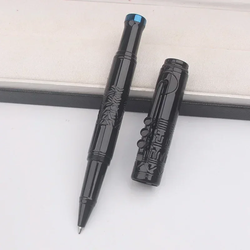 

High Quality Metal Black Ballpoint Rollerball Pen Inlay Jazz Pattern Barrel Novel Writing Pens Stationery Supplies