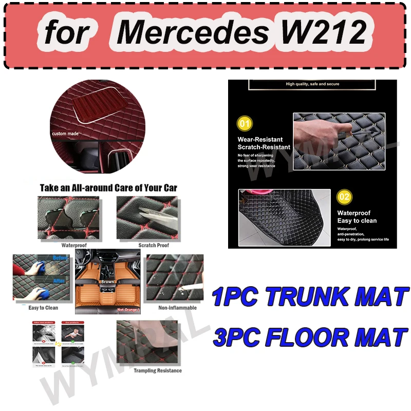 

LUXURY Custom Automotive Car Floor Mats For Mercedes W212 2009 2010 2011 2012 2013 Auto Luxury Leather