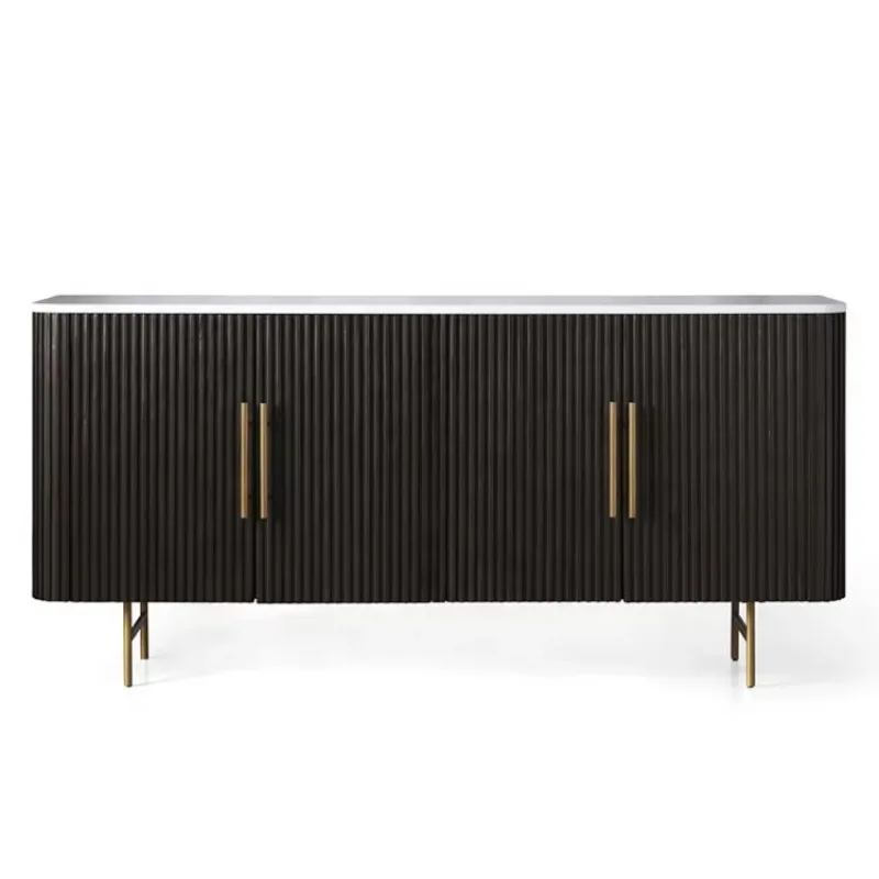 

Luxury Modern Living Room Furniture Oak Stainless Steel Legs Marble Countertops 4 Door Cabinets