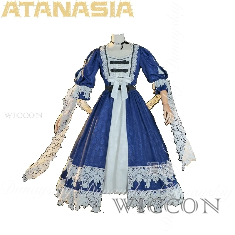 الهالوين الذي جعلني أميرة أتاناسيا كوسبلاي مع نمط المحكمة فستان أزرق أبيض ملابس تنكرية للبالغين