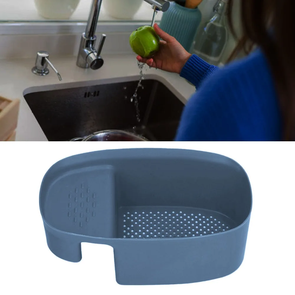 Plastic Sink Drain Basket Hanging Hook Drain Holes Trays Kitchen Strainer Basket Saddle Shape Wet and Dry Separation