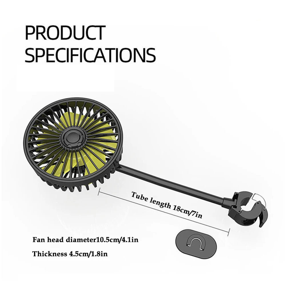 مروحة تبريد لمقعد السيارة الخلفي تدور 360 درجة مروحة تهوية لمسند الرأس التلقائي 3 سرعات قابلة للتعديل للمقعد الكهربائي مبرد خلفي للصيف