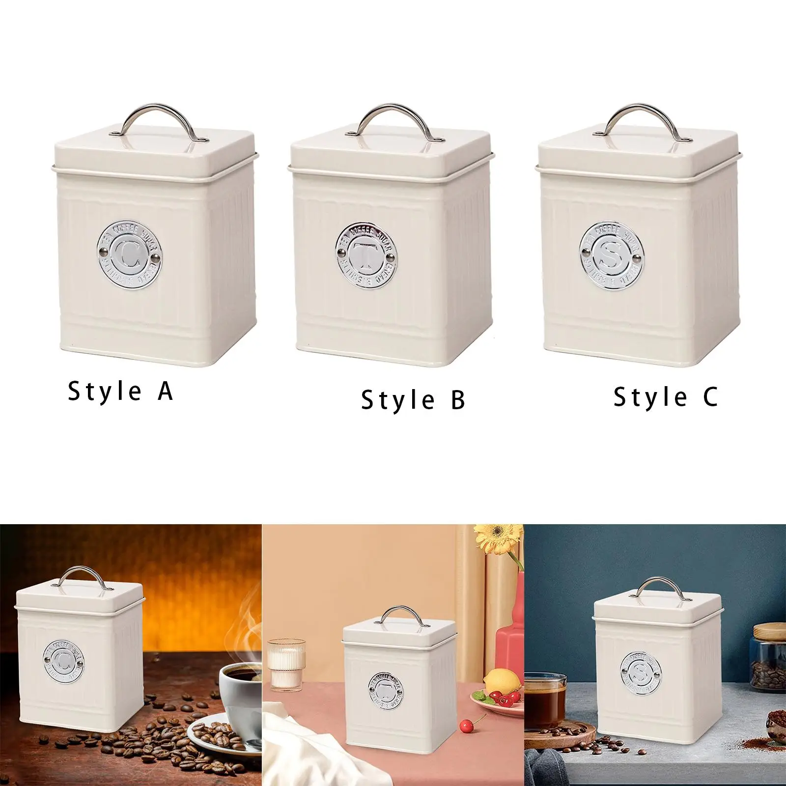 Kitchen Coffee Tea Tin Sugar Tea Storage Multipurpose with Lids Candy Jar Easy to Clean Canister Jar Container Bin