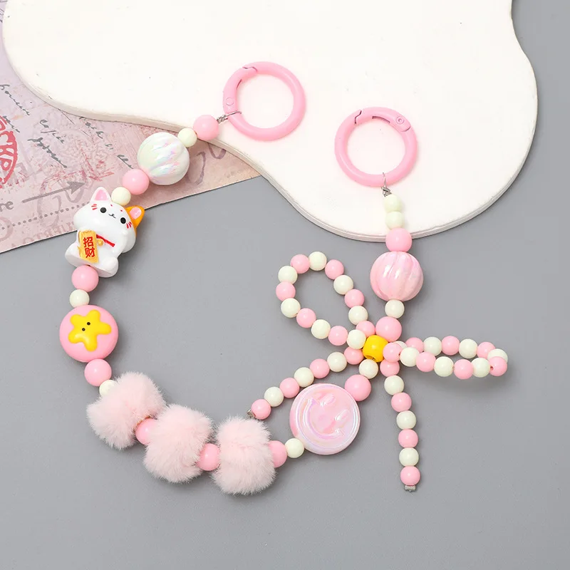 Cartoon Rice Ball Bow Bracelet Plush Hanging Chain