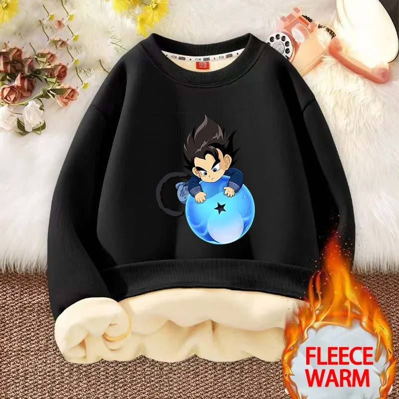 Dragon Ball-Sudadera de invierno con cuello redondo para niños, jersey, ropa deportiva con cuello redondo, Tops estampados cálidos, ropa holgada de manga larga para niños