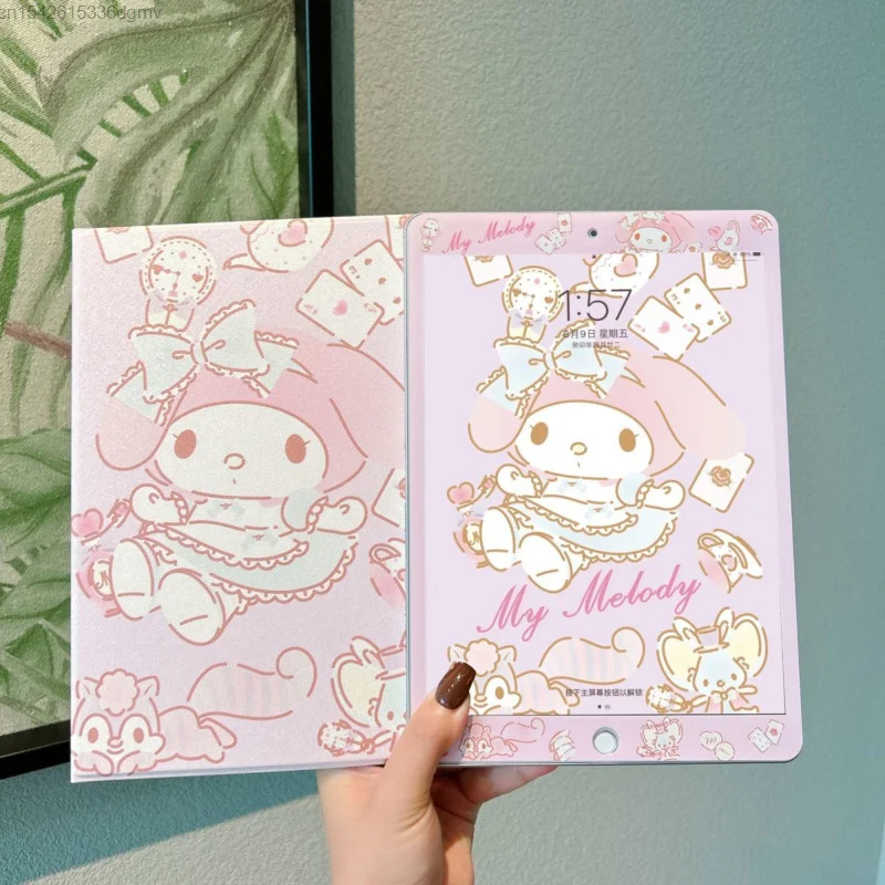 Sanrio Kuromi My Melody IPad Case Mini 6 Pro 9.7 10.2 Inch Cover Kawaii Anime Tempered Film Ipad Air 4 Pro 2022 11 10.9 Inch Y2k