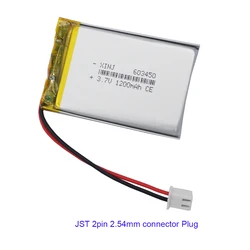 3.7V 1200mAh 4.44Wh polimer Li bateria Lipo JST 2pin złącze 2.54 603450 do nawigacji satelitarnej GPS głośnik Bluetooth okulary kamery samochodowej