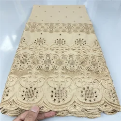 5 Yards Nigerian 100% Cotton Polish Satin Embroidery Fabric High Quality Swiss Voile Lace Material For Men Dubai Style 18L107311