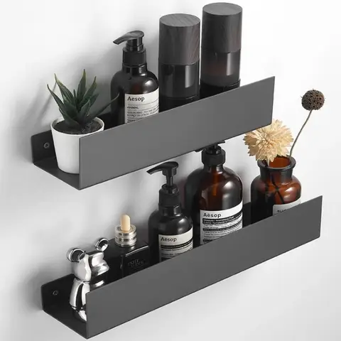 Black Bathroom Shelf Grey Bathroom Storage Holder Wall Mounted Aluminium Brushed Gold Bath Shower Shelf Bath Organizer Holder