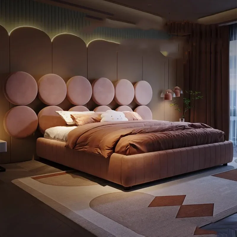 Cute Luxury Double Bed Simple Nordic Minimalist Master Double Bed Italian Unique Cama Moderrnas Inteligentes Bedroom Furniture