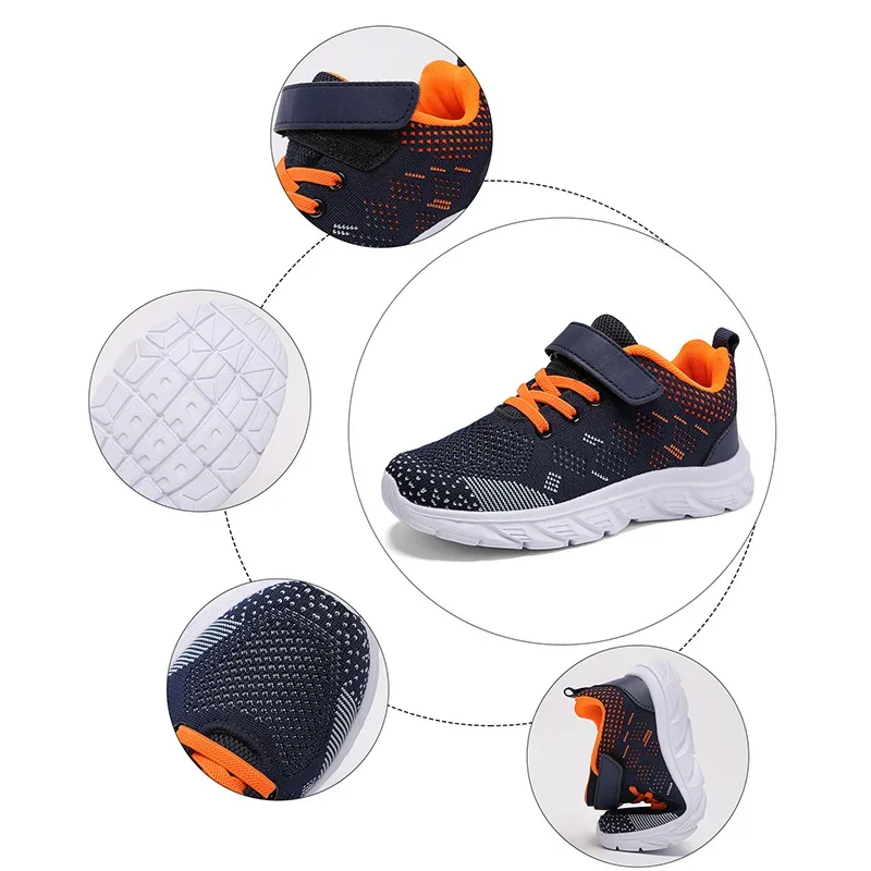 2025 New Children Sports Shoes Mesh Breathable Kids Running Shoes Fashion Boys Tennis Shoes Lightweight Outdoor Girls Sneakers