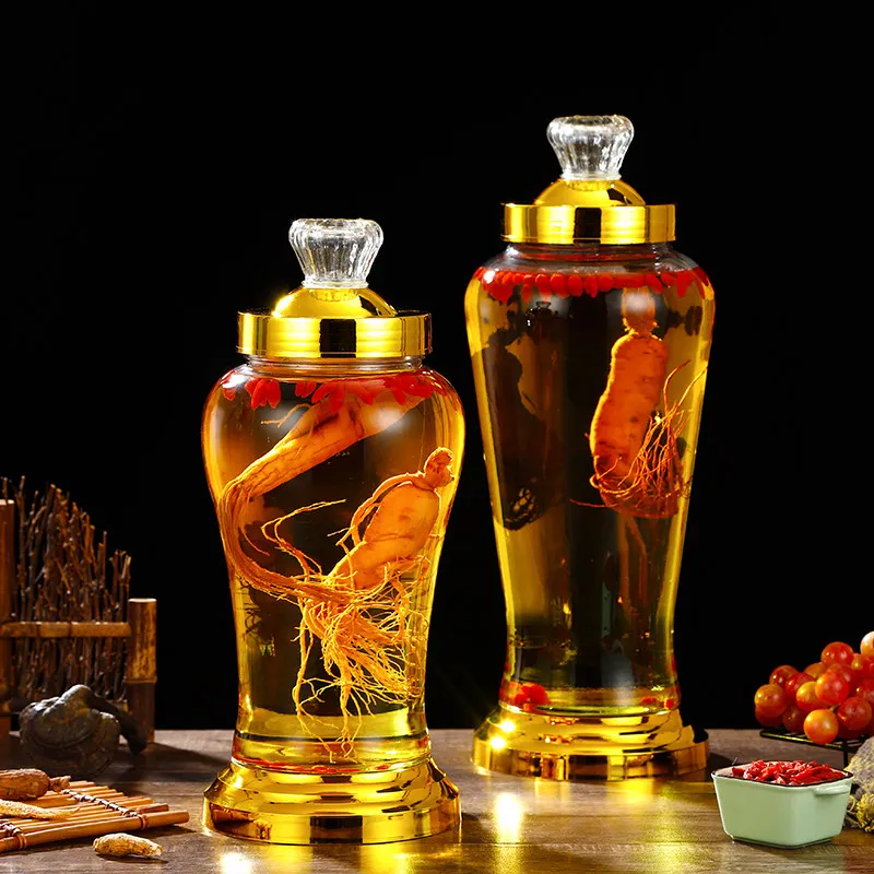Glass Wine Bottle Jar Making Mixed Liquor Jars Ginseng Deerhorn Fermentation Plum Red Pure Faucet