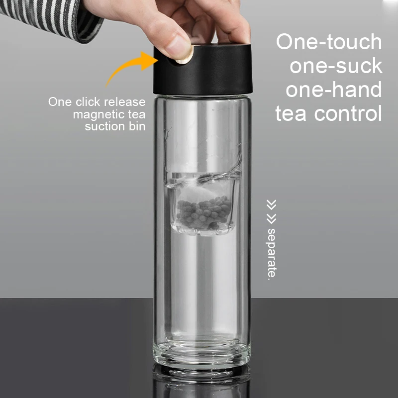 SOUDRON ポータブル健康 pH9.5 フィルタードリンクフラスコ二重ガラスミネラルアルカリ水素水ボトル