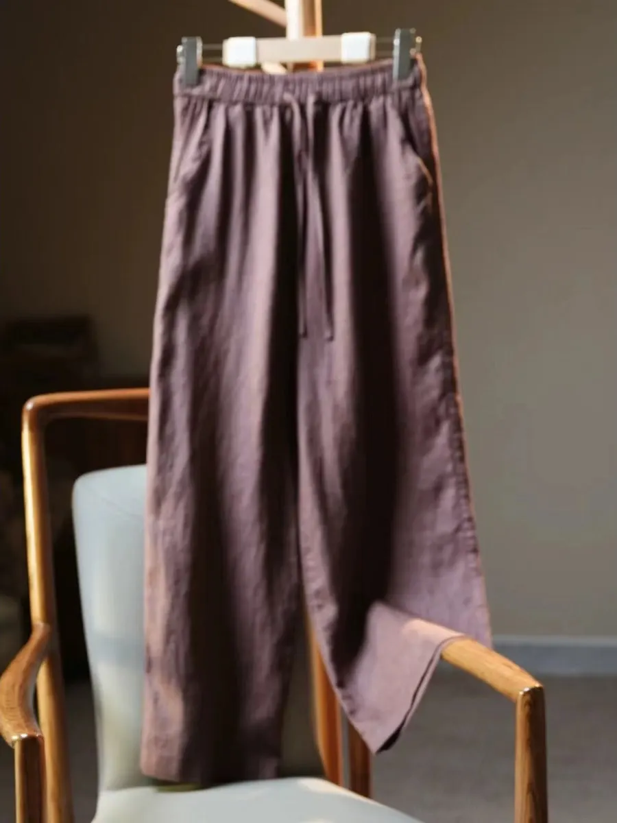 Lente Zomer Casual Katoen Linnen Wijde Pijpen Broek Dames Losse Rechte Broek Veelzijdige Comfortabele Casual Broek