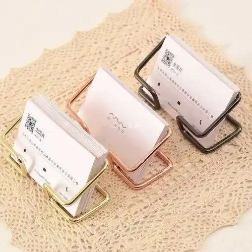 Gold Metal Business Card Holder Desk Bracket Cards Organizer Office Business Cards Display Holders Fashion Desktop Decorative - Image 3